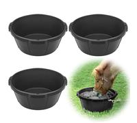 3Pcs Heavy Duty Rubber Feed Pan, 26 Quart/ 6.5 Gallon Rubber Tub Horse Feed Bucket, Durable Livestock Feeder Pan Dog Bowl Chicken Dust Bath Tub for Dogs Pig Goat Chicken Duck Farm Animal Feeding