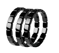 3Pcs Hematite Bracelet for Men,Magnetic Bracelet with Square Black Hematite Gemstone,Adjustable Natural Stone Elastic Bracelet for Men's Jewelry,Comfortable Fit Design,Wear on Multiple Occasions