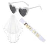 3PCS Hen Party Accessories，Include Bride to Be Sash,Veil and Bride Sunglasses,for Bridal Showers Bachelorette Parties, and Weddings Perfect for Bachelorette Hen Night Party Games