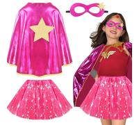 3Pcs Heroes Dress-up Costumes Set for Kids, Hero Capes with Mask Tutu Skirt for Girls Princess Costumes Halloween Christmas Cosplay