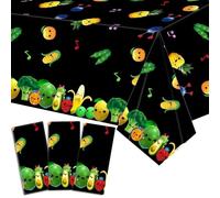3PCS Hey One Bear sensory fruit Theme Table Cover Decorations 54 x108 inch Dancing fruit Disposable Plastic Tablecloths for Kids Birthday Baby Shower Summer Fruit Hawaii Party Decorations Supplies