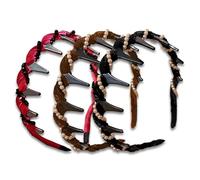 3Pcs High Cranium Headband, Vintage High Cranium Artificial Pearl Hairband, Women's Fashion Headbands, Plastic Wavy Hair Band with Teeth, Comfortable Elegant Headbands