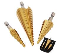 3PCS High Step Steel Titanium Drill Bits Set Power Tools 4-12/4-20/4-32mm Hex Shank Drive for Metal Wood Steel
