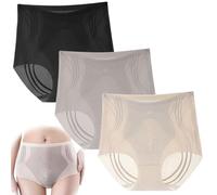 3PCS High Waist Seamless Liquid Ice Silk Shaping Pants Women Butt Lifting Ice Silk Body Shapewear (A,XXL)