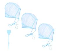 3PCS Highlight Caps For Hair Highlighting Cap Disposable Frosting Caps for Highlighting Hair Dying Highlights Cap With 3 Plastic Crochet Hooks for Dying, Bleach, Salon and DIY Hairdressing(Blue)