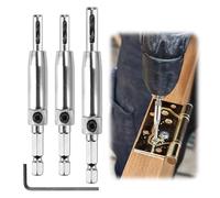 3PCS Hinge Drill Bit Set, 1/4" Hex Shank Hinge Drill Bit Guide Set Quick Release High Speed Steel Self Centering Drill Bits For Door Window Cabinet Pilot Hole (2.4mm, 2.8mm, 3.6mm)