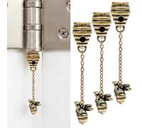 3Pcs Hinge Head Decorative Toppers Brass Bee Honeycomb Pull Cord Pendant Vintage Antique Bronze Ceiling Fan Light Chain Ornament Curtain Pull Switch Extender 6.5cm Home Door Accent Decor