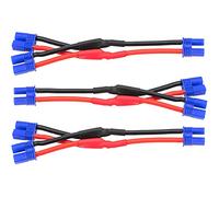 3Pcs HIRCQOO EC2 Plug 16AWG Soft Silicone Parallel 3.94" Y Splitter Harness Cable Adapter 1 Female to 2 Male for RC Car Truck Boat Quadcopter Airplanes Lipo Battery