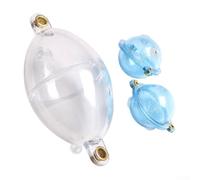 3Pcs Hollow ABS Bubble Floats for Fishing Line-Through Setup Slide Bubbles with High Strength Oval and Round Design for Freshwater Saltwater (Transparent Blue)