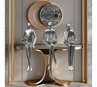 3Pcs Home Decor Thinker Figures Modern Resin Sitting Sculpture Home Ornaments For Living Room office Bookshelf desk Abstract Art Action Statue decor Collectible Accents Gift (silver)