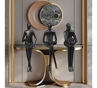 3Pcs Home Decor Thinker Figures Modern Resin Sitting Sculpture Home Ornaments For Living Room office Bookshelf desk Abstract Art Action Statue decor Collectible Accents Gift (black)