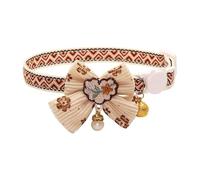 3pcs Homelytic Adorable Cat Collar with Bow, Coffee Kitten Collar, Breakaway Safety Design, Adjustable with Gold Bell
