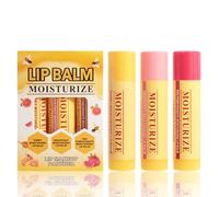 3PCS Honey Lip Balm Plumping Gift Pack Lip Moisturizer Reduce Lip Lines Deep Hydration, Lip Balm Multipack with 3 Fruity Flavours Natural Formula, Mouth Area Butter for Dry Pouts, Daily Use & Gift