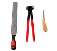 3Pcs Horse Farrier Hoof Trim Tool Kit, Double Sided Hoof Rasp Hoof Clipper Hoof Knife Horse Hoof Care Horse Equine Metal Shears Farriers Hoof Nipper Cutter Handle Knife Stable Supplies