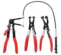 3Pcs Hose Clamp Pliers Set,Remover Kit Includes 45° Angle Flat Belt Hose Clamp Plier,Wide & Flat Band Hose Clamp Plier,24" Long Reach Wire Spring Hose Clamp Pliers for Automotive Fuel Oil Water Hose