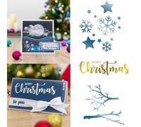 3PCS Hot Foil Plate Christmas Snowflake Tree Branch Merry Christmas Words Metal Foil Plate Dies for Card Making Paper Crafts Embossing Scrapbooking Arts Crafts Handmade Crafts