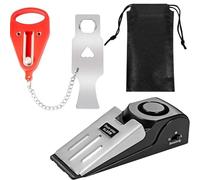 3Pcs Hotel Door Lock Travel Safety,Portable Door Lock Set with Alarm, Door Jammer and Door Stop for Hotel Rooms, Home Security, Includes Non-Woven Storage Bag