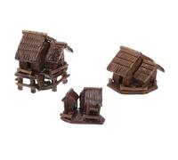 3Pcs House Crafts for Fish Tank Ceramic Cottage Decorations for Aquarium Landscape Compact Design Present for Fish Enthusiasts