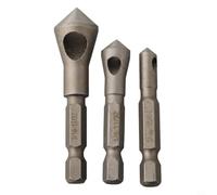 3pcs HSS Countersink Drill Bit Set 1/4 Hex Shank Chamfering | Deburring Tool for Wood Metal Plastic PVC Acrylic MDF 5/64-17/32