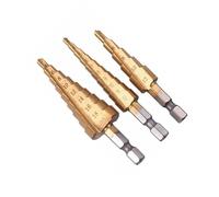3pcs Hss Steel Titanium Step Drill Bits 3-12mm 4-12mm 4-20mm Step Cone Cutting Tools Steel Woodworking Wood Metal Drilling Set
