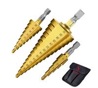 3PCS HSS Step Bits, High Speed Steel Step Drill Bits Set - (4-12mm, 4-20mm and 4-32 mm) Cone Drill Bits Hole Cutter for Wood, Stainless Steel, Sheet Metal by SS SHOVAN