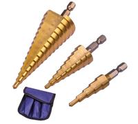 3PCS HSS Step Drill Bits Set, Hex Shank High Speed Spiral Cone Cutters for Metal, 4-12mm, 4-20mm, 4-32mm Cone Drill Bit Step Bits for Sheet Metal, Stainless Steel, Aluminum, Wood, Plastic