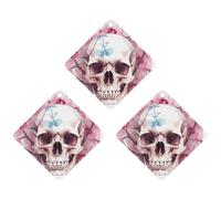 3PCS Human Skull Pink Flowers Car Air Freshener Hanging Scented Cards Cute Black Car Fresheners Long Lasting New Cars Scents for Women Men Natural Air Freshener with Lanyard Automotive Fr
