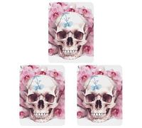 3PCS Human Skull Pink Flowers Car Air Freshener Hanging Scented Cards Cute White Car Fresheners Long Lasting New Cars Scents for Women Men Natural Air Freshener with Lanyard Automotive Fr