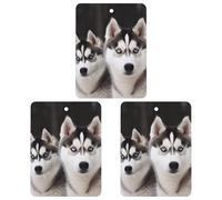 3PCS Husky Dog Car Air Freshener Hanging Scented Cards Cute Black Car Fresheners Long Lasting New Cars Scents for Women Men Natural Air Freshener with Lanyard Automotive Freshies