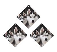 3PCS Husky Dog Car Air Freshener Hanging Scented Cards Cute Black Car Fresheners Long Lasting New Cars Scents for Women Men Natural Air Freshener with Lanyard Automotive Freshies