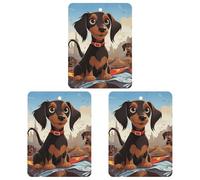 3PCS I Love My Dog Dachshunds Car Air Freshener Hanging Scented Cards Cute Gray Car Fresheners Long Lasting New Cars Scents for Women Men Natural Air Freshener with Lanyard Automotive Freshies