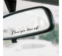 3pcs I Love You Drive Safe Mirror Sticker, Funny Drive Safe Rear View Mirror Sticker with Red Hearts Waterproof Car Decals for Women Men Driver Vehicle Window Glass Decoration