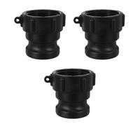 3pcs IBC Tote Cam Lock Fitting S60x6 to 2 Inch Male Thread | Black PP with Metal Inserts, Coarse Thread Connector and Seal Ring, for 200l Totes