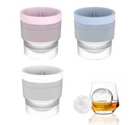 3Pcs Ice Ball Mould, Ice Ball Molds, Large 2.5 Inch Round Ice Cube Moulds, Easy-Release Reusable Ball Ice Cube Moulds for Whiskey, Cocktails, Soft Drinks, Milk, Fruit & Chocolate