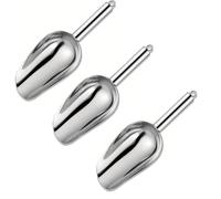3PCS Ice Scoop 6oz One-Piece Stainless Steel Round Bottom Bar Ice Flour Utility Scoop for Kitchen Dispenser Dishwasher Safe (3)
