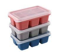 3Pcs Ice Tray with Lid, Ice Mould, Food Grade 6 Compartment IceBox, IceMolds Tray with Lid Silicone, Easy-Release Silicone Large IceMoulds for Freezer IceBall Maker Mold Square Cocktails Juice