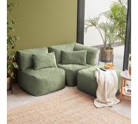 3Pcs Icon Noa, 1X Corner, 1X Recliner, 1X Slab, Jumbo Cord Sage Green