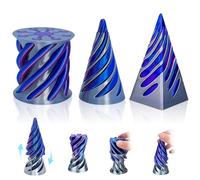 3Pcs Impossible Cone Fidget Toys Set 3D Printed Spiral Cone Fidget Toy Pyramid Passthrough Sculpture Mini Stress Relief Desktop Decorations Toy for Kids Adult Gift (Cone + Square Cone + Cylinder)