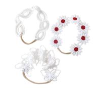 3Pcs Infant Stretchy Lace Headwear Hairband Feature Delicate Embroidery Soft Fabric For Everyday Wear And Photoshoots