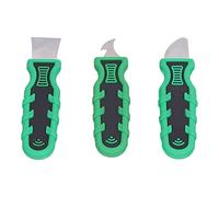 3Pcs Injection Scraper Kit, Stainless Steel Glue Removing Tool, Multiple Shape Prying Blade Set with Flat Semicircle Hook Design, PVC Handle for Machinery Electronics Furniture Mai