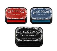3Pcs Ink Pads for Stamping, Ink Pads Smooth Water-Based Formula, Set of Three Colours Black Red Blue