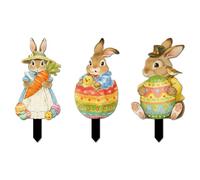 3Pcs Interesting Easter Animal Garden Ground Stake Colorful Insert Art Xmas Outdoor Ornamentation For Yard (25cm)