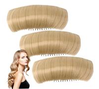 3Pcs Invisible Fluffy Hair Pad 4.7x1.2" Hair Bun Invisible False Clip for Volume Insert Fluffy Pad Styling Insert Tool for Daily, Hairstyling, Photo, Golden