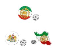 3PCS Iran Lion and Sun Crown Flag Enamel Metal Lapel Pin Badge Green White Red Iran Map Flag Badge National Country Geographic Tricolour Persian Heritage Patriotic Souvenir Iranian Collectible Gift