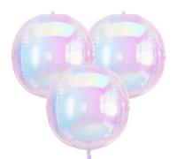 3Pcs Iridescent 4D Balloons, 32in Holographic Round Ball Balloon, Giant 4D Clear Rainbow Foil Helium Balloon for Birthday Baby Shower Mermaid Rainbow Wedding Party Decorations