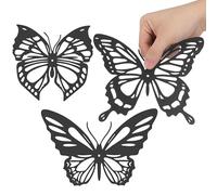 3pcs Iron Butterflies Wall Hanging Decor Black Creative Home Accent