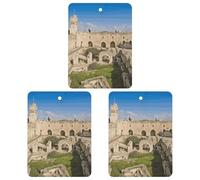 3PCS Israel at The Tower of David Car Air Freshener Hanging Scented Cards Cute Gray Car Fresheners Long Lasting New Cars Scents for Women Men Natural Air Freshener with Lanyard Automotive Freshies