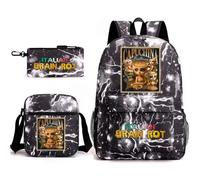 3Pcs Italian Brainrot Tung Tung Backpack,17in 3D Printed Cartoon School Bags for Elementary and Middle School Students and Game Fans Teens Birthday Gift,style7