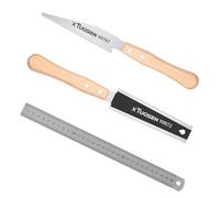 3PCS Japanese Hand Saw Set with 1 PCS Stainless Steel Ruler, Double Edge Saw Portable Pull Wooden Handle Fine Tooth for DIY Woodworking Furniture Making