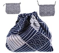 3pcs Japanese Style Drawstring Bento Bag Polyester Lunch Box Carrier | Sturdy Cotton Cloth Lining, Easy-clean Storage, Suitable for Students, Campers, Meal Preparation and Takeaway Food
